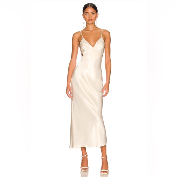 Shona Joy La Lune Backless Midi Dress in Cream